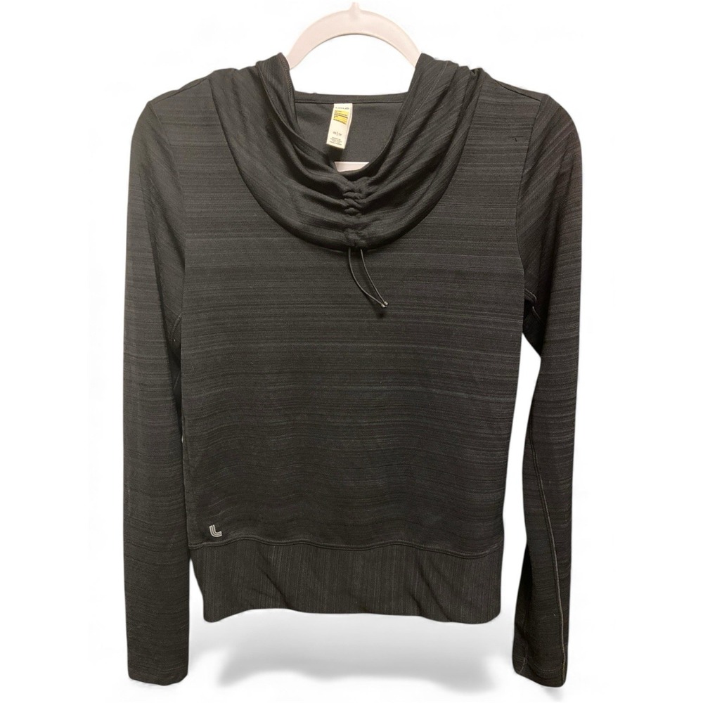 Lole Womens Space Dye Cowl Neck Hoodie Charcoal Grey Activewear‎ Top XS Preloved